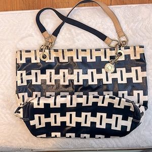 NEVER USED - Tommy Hilfiger tote commuter bag- navy and white with gold NEW